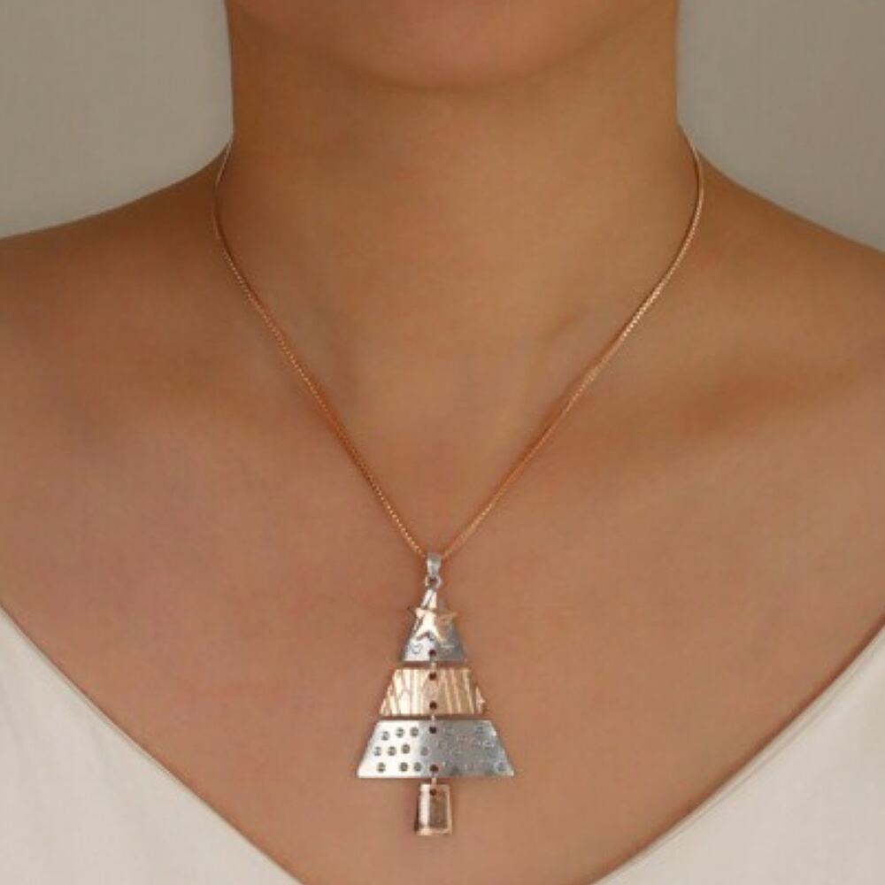 #59 Metal Christmas Tree Holiday Necklace